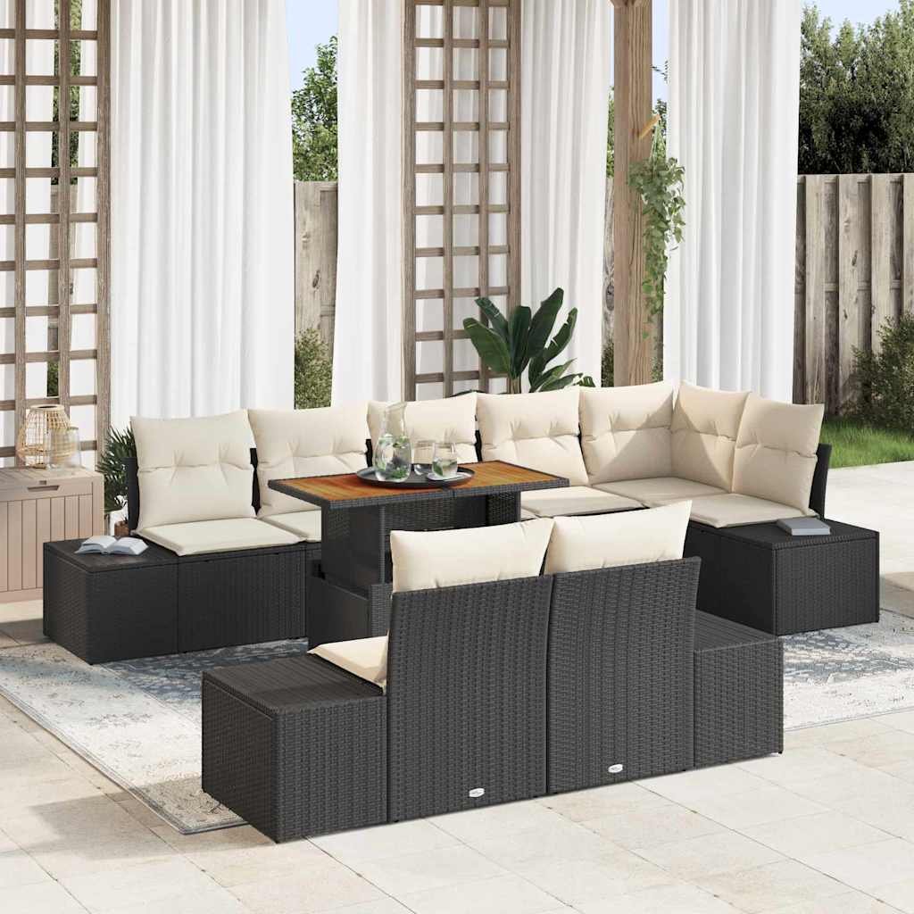3358714_1.jpg Garten-Sofa-Set mit Speicher 9 pcs Schwarz Poly Rattan – Bild 1