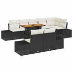 Garten-Sofa-Set mit Speicher 9 pcs Schwarz Poly Rattan – Bild 2
