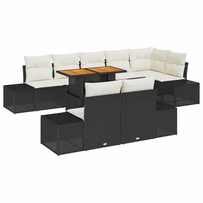 Garten-Sofa-Set mit Speicher 9 pcs Schwarz Poly Rattan – Bild 2