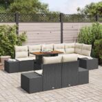 Garten-Sofa-Set mit Speicher 9 pcs Schwarz Poly Rattan – Bild 3