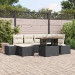 Garten-Sofa-Set mit Speicher 7 pcs Schwarz Poly Rattan