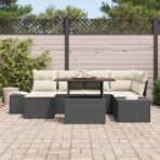Garten-Sofa-Set mit Speicher 7 pcs Schwarz Poly Rattan – Bild 3