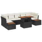 Garten-Sofa-Set mit Speicher 8 pcs Schwarz Poly Rattan – Bild 2
