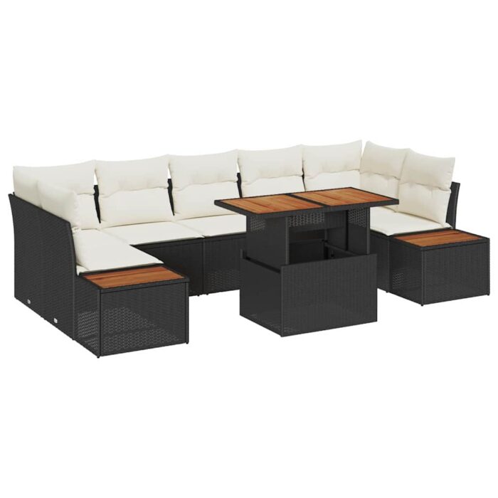Garten-Sofa-Set mit Speicher 8 pcs Schwarz Poly Rattan – Bild 2