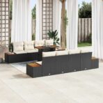 Garten-Sofa-Set mit Speicher 9 pcs Schwarz Poly Rattan
