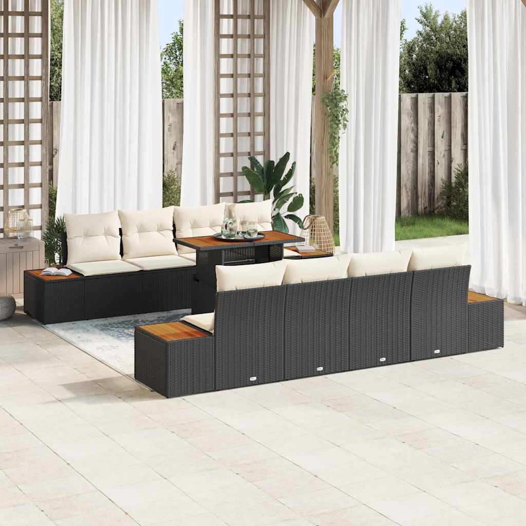 3358786_1.jpg Garten-Sofa-Set mit Speicher 9 pcs Schwarz Poly Rattan – Bild 1