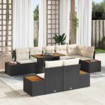 Garten-Sofa-Set mit Speicher 9 pcs Schwarz Poly Rattan