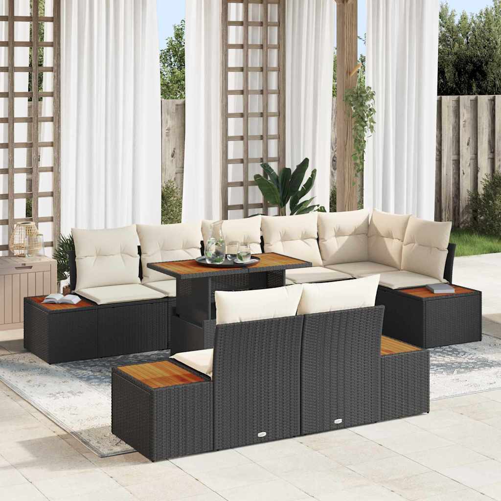 3358816_1.jpg Garten-Sofa-Set mit Speicher 9 pcs Schwarz Poly Rattan – Bild 1