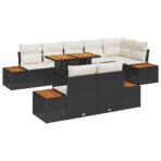 Garten-Sofa-Set mit Speicher 9 pcs Schwarz Poly Rattan – Bild 2