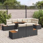 Garten-Sofa-Set mit Speicher 9 pcs Schwarz Poly Rattan – Bild 3