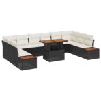 Garten-Sofa-Set mit Speicher 11 pcs Schwarz Poly Rattan – Bild 2