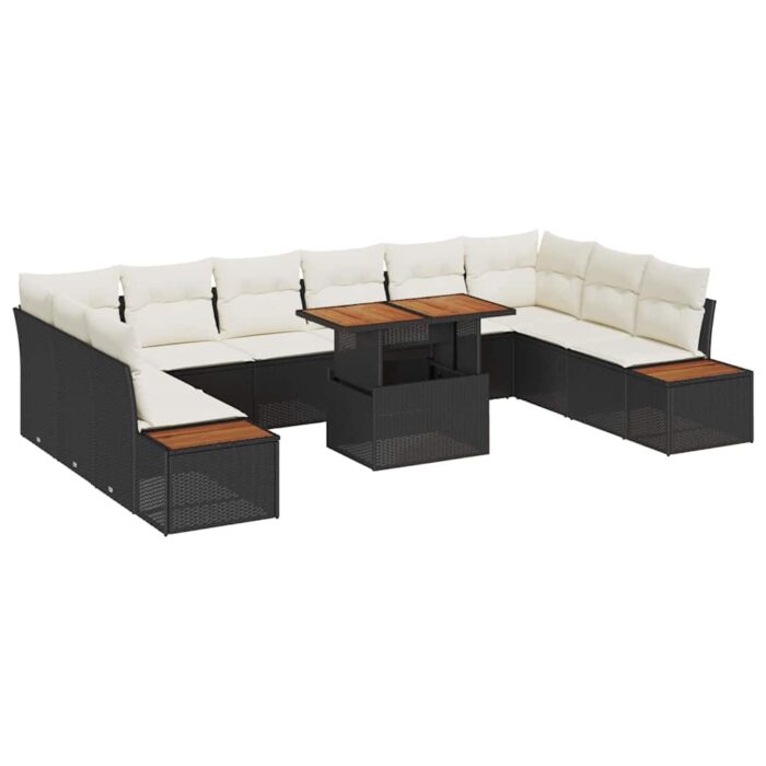 Garten-Sofa-Set mit Speicher 11 pcs Schwarz Poly Rattan – Bild 2