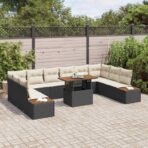 Garten-Sofa-Set mit Speicher 11 pcs Schwarz Poly Rattan – Bild 3