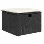 Sofa Set mit Kissen 4 pcs Schwarz und Creme Poly-Rattan – Bild 6