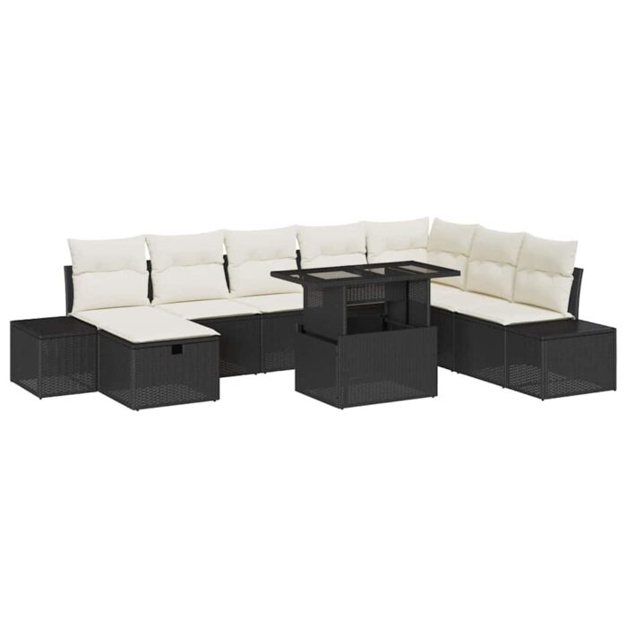 Garten-Sofa-Set 11 pcs Schwarz Poly Rattan – Bild 2