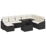 Garten-Sofa-Set 9 pcs Schwarz Poly-Rattan – Bild 2
