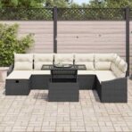 Garten-Sofa-Set 9 pcs Schwarz Poly-Rattan – Bild 3