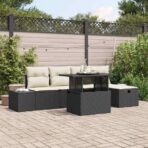 Garten-Sofa-Set 6 pcs Schwarz Poly-Rattan