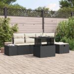 Garten-Sofa-Set 6 pcs Schwarz Poly-Rattan