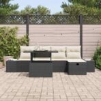 Garten-Sofa-Set 6 pcs Schwarz Poly-Rattan – Bild 3
