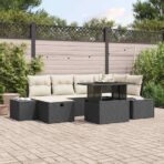 Garten-Sofa-Set 7 pcs Schwarz Poly-Rattan
