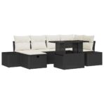 Garten-Sofa-Set 7 pcs Schwarz Poly-Rattan – Bild 2