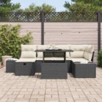 Garten-Sofa-Set 7 pcs Schwarz Poly-Rattan – Bild 3