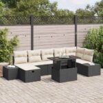 Garten-Sofa-Set 8 pcs Schwarz Poly-Rattan