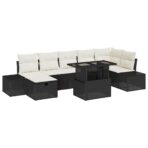 Garten-Sofa-Set 8 pcs Schwarz Poly-Rattan – Bild 2
