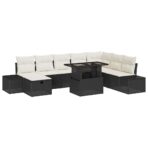 Garten-Sofa-Set 9 pcs Schwarz Poly-Rattan – Bild 2
