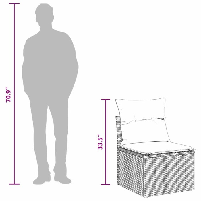 Gartensofa-set mit Kissen 8 pcs Schwarz Poly-Rattan – Bild 12