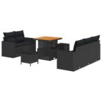 Gartensofa-set mit Kissen 8 pcs Schwarz Poly-Rattan – Bild 2