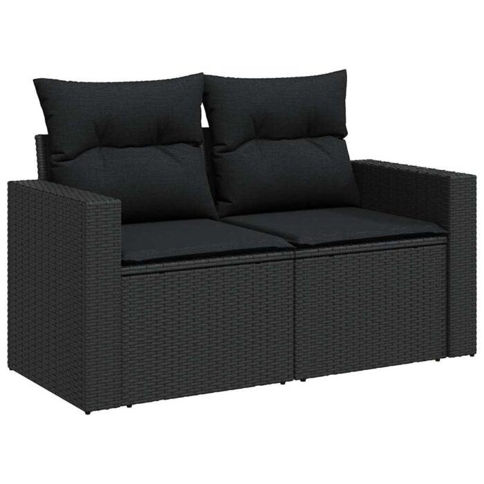 Gartensofa-set mit Kissen 8 pcs Schwarz Poly-Rattan – Bild 4