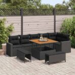 Gartensofa-set 9 pcs Schwarz Poly-Rattan