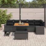 Gartensofa-set 9 pcs Schwarz Poly-Rattan – Bild 3