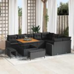 Gartensofa-set 12 pcs Schwarz Poly-Rattan
