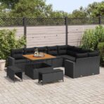 Gartensofa-set 12 pcs Schwarz Poly-Rattan – Bild 3