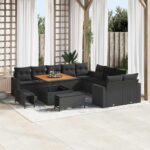 Gartensofa-set 13 pcs Schwarz Poly-Rattan