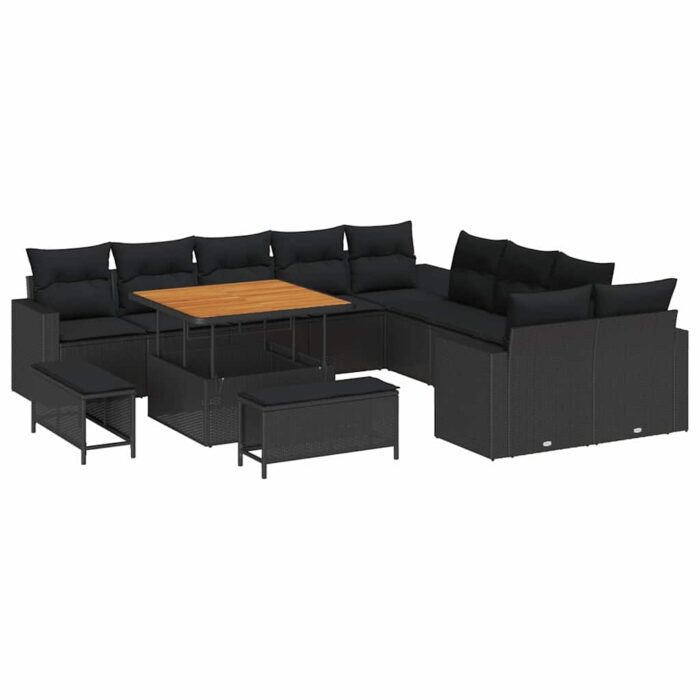 Gartensofa-set 13 pcs Schwarz Poly-Rattan – Bild 2