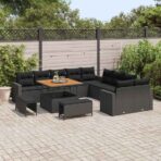 Gartensofa-set 13 pcs Schwarz Poly-Rattan – Bild 3
