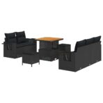 Gartensofa-set mit Kissen 8 pcs Schwarz Poly-Rattan – Bild 2