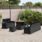 Gartensofa-set mit Kissen 8 pcs Schwarz Poly-Rattan – Bild 3