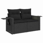 Gartensofa-set mit Kissen 8 pcs Schwarz Poly-Rattan – Bild 6
