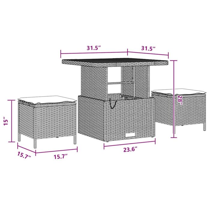Gartensofa-set mit Kissen 9 pcs Schwarz Poly-Rattan – Bild 10