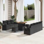 Garten-Sofa-Set 10 pcs Schwarz Poly-Rattan