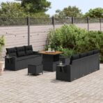 Garten-Sofa-Set 10 pcs Schwarz Poly-Rattan – Bild 3