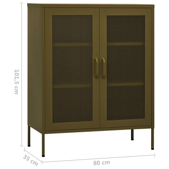 Lagerschrank Olivgrün 80x35x101,5 cm Stahl – Bild 9
