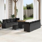 Gartensofa-set mit Kissen 11 pcs Schwarz Poly-Rattan