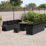 Gartensofa-set mit Kissen 11 pcs Schwarz Poly-Rattan – Bild 3