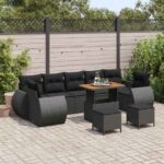 Gartensofa-set 10 pcs Schwarz Poly-Rattan